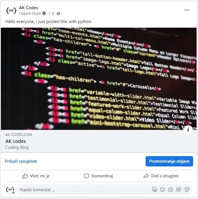 Facebook post with Python