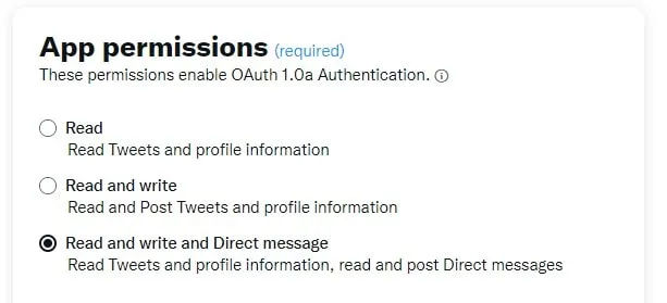 Twitter API v2 user authentication settings permissions